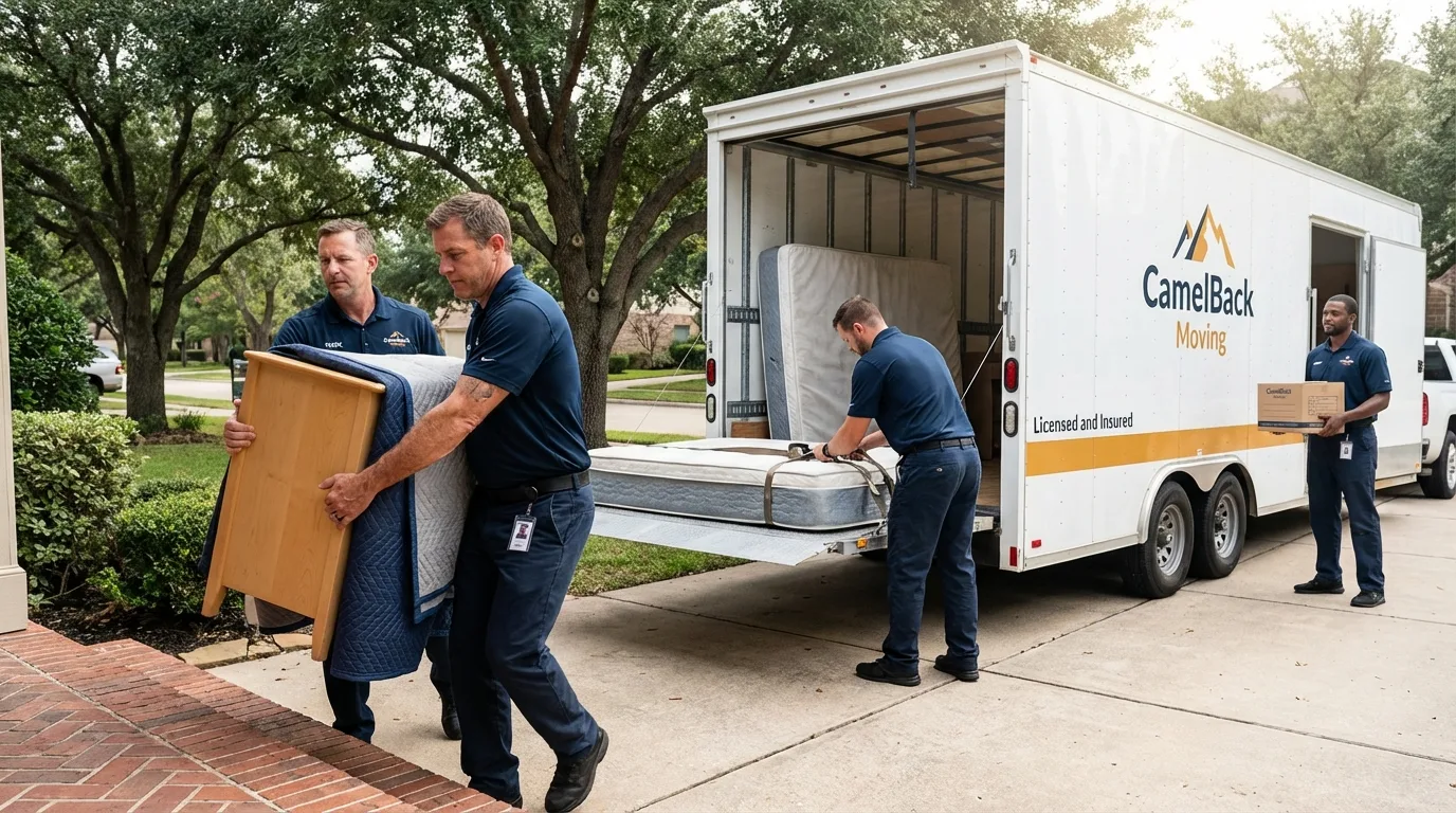 Crew loading residential truck for cross-state move from Mancos, CO